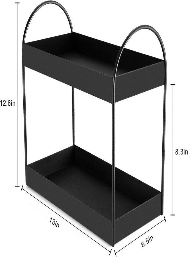 TechSrmaji 2-Tier Countertop Organizer Kitchen Shelf Vanity Tray Cosmetic Makeup Storage Kitchen Spice Rack Standing Shelf (Black-Metal),Cosmetics - Image 4